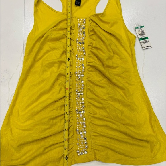 INC International Concepts Sleeveless Yellow Embellished Top size Large - Picture 5 of 9